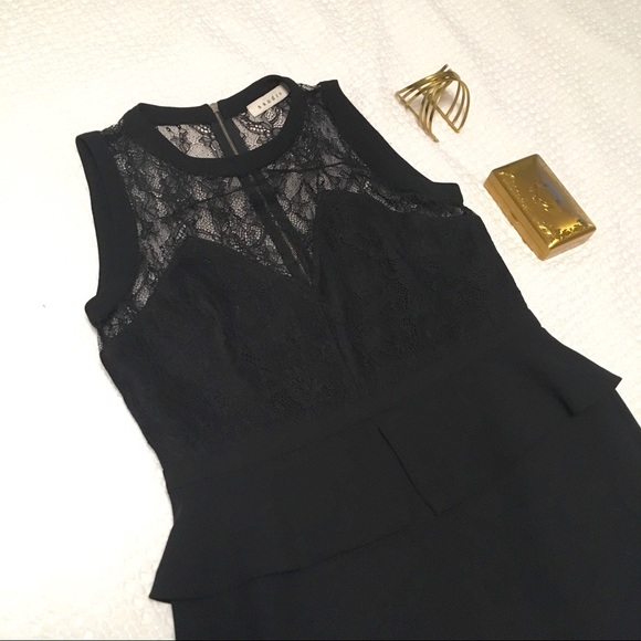 Sandro Paris Black Lace Peplum Sleeveless Dress - Picture 3 of 5